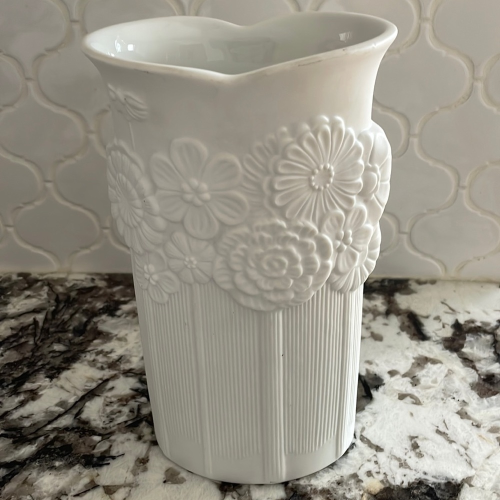 White floral vase